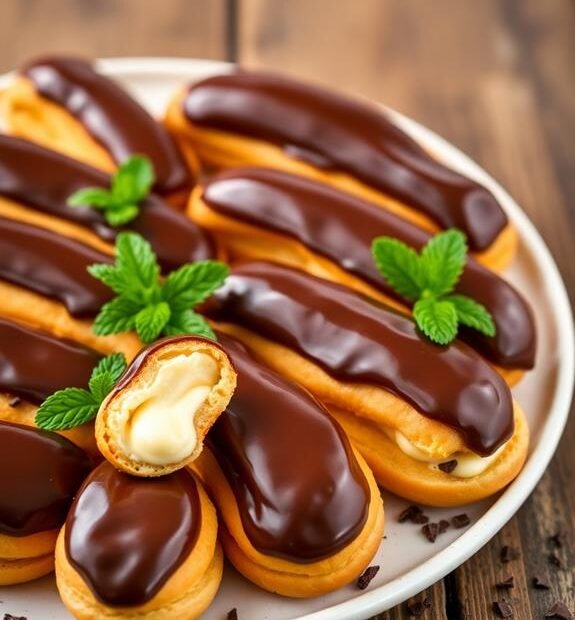 cream filled chocolate clairs