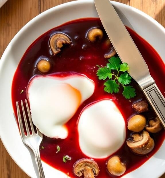 eggs poached in wine